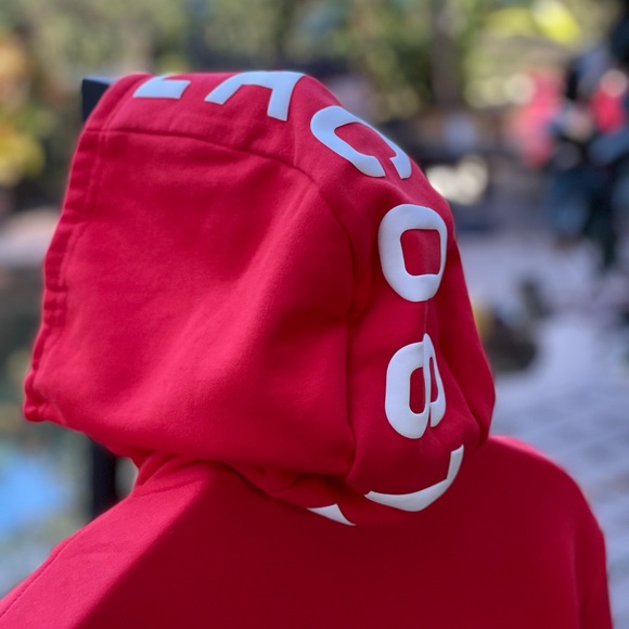 Lacoste Mens Red Cotton Blend Full-Zip Hoodie (Large) - Picture 7 of 9